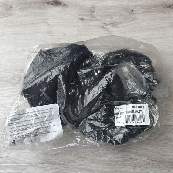 Hanky Panky x Prabal Gurung Hook & Eye Underwire Balconette Bra Black 36C Nwt - Picture 6 of 8